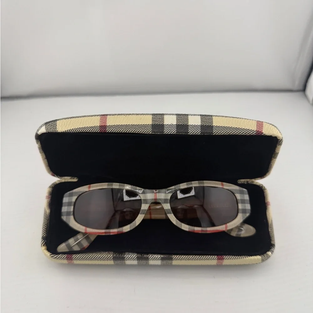 Burberry Beige Tartan Check Sunglasses with Brown Lenses - Picture 2 of 10